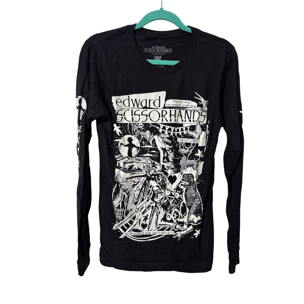 Cavity Colors Edward Scissorhands Long Sleeve Black Graphic T-Shirt Small Mens